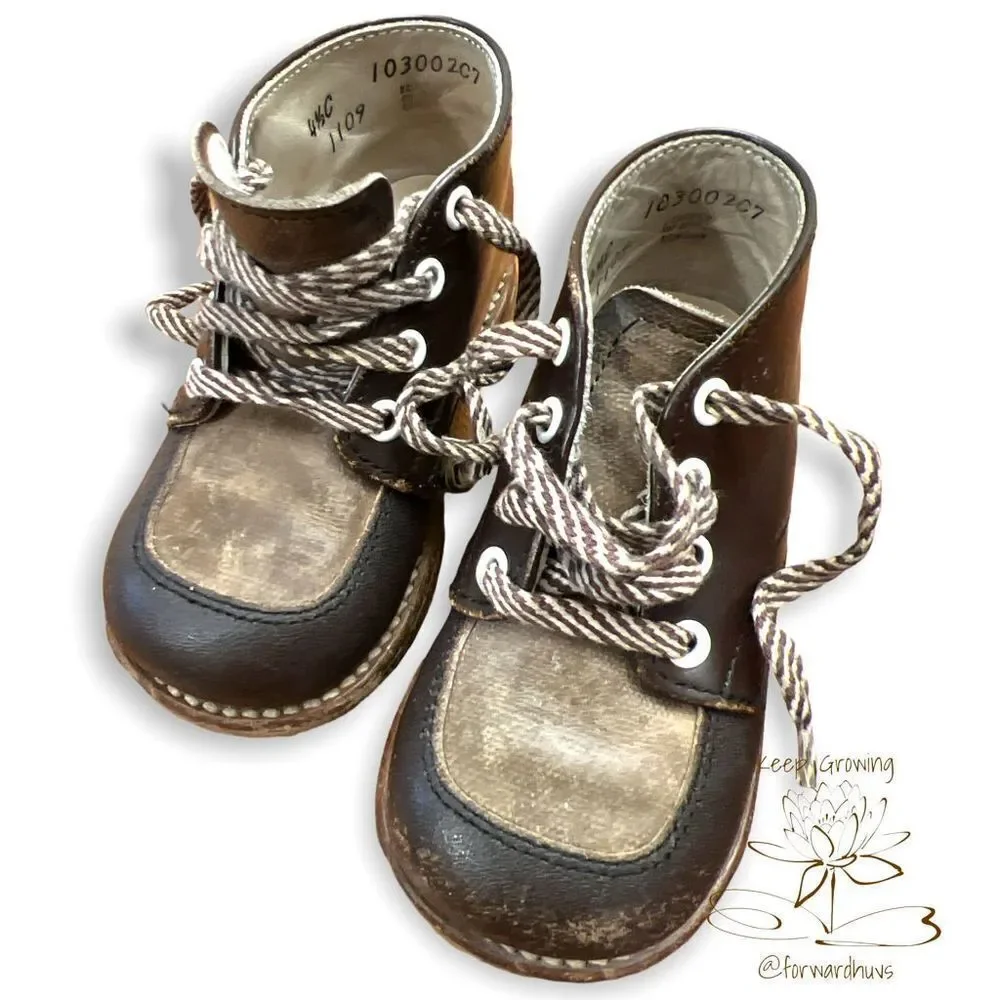 Children’s Vintage Leather Hand-Crafted Baby / Toddler Shoes Size 4.5